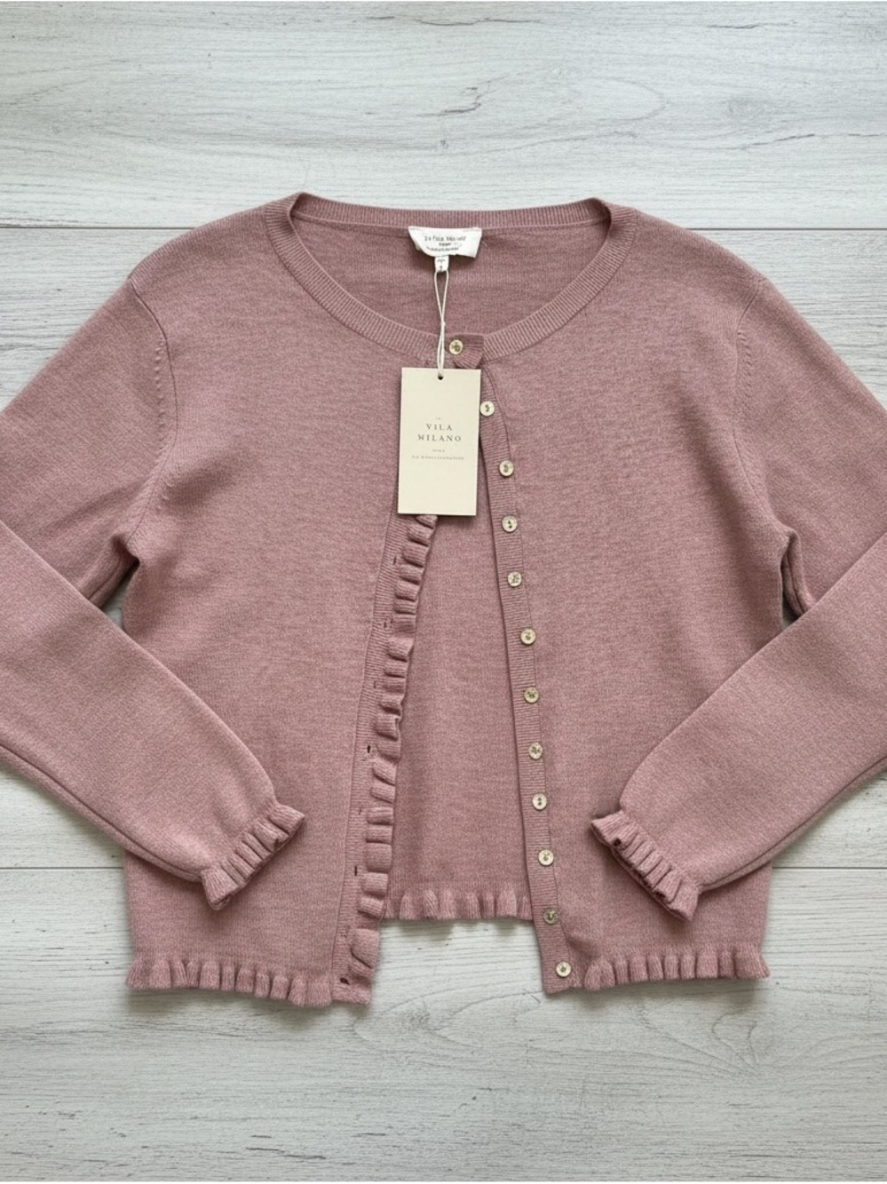 Milano Women's Ruffle-Trim Cardigan Sweater - Mauve